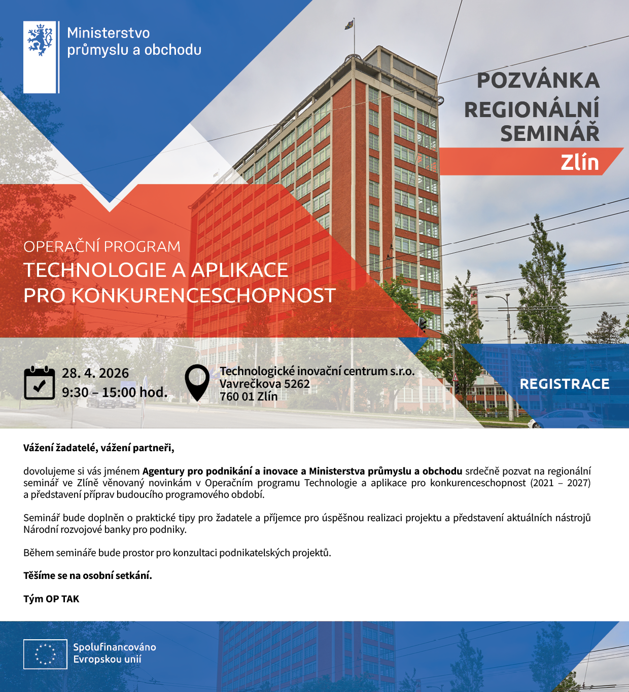 Regionální seminář Zlín pozvánka